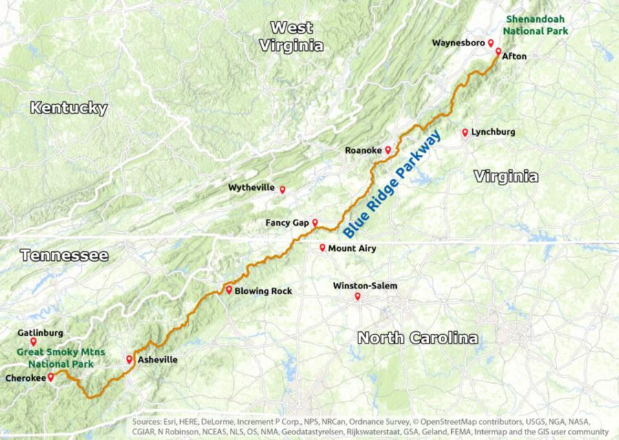 blue ridge parkway map