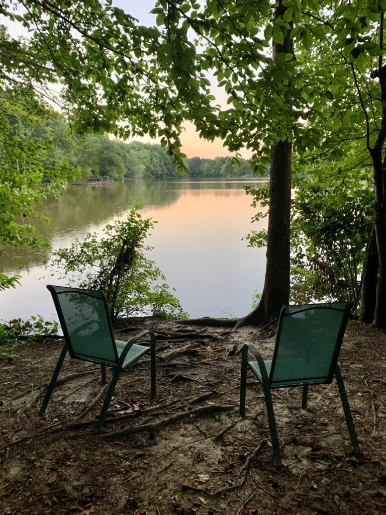 chairs overlooking lake brandt